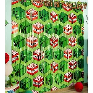 Bupelo Pixel Game Themed Foil Fringe Curtains Birthday Party‎ Decorations